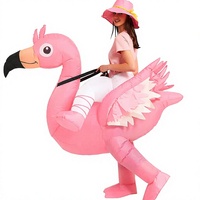 Costume gonflable d'Halloween pour adultes, flamant rose, 100% polyester, pour hommes et femmes
