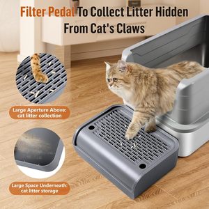 Caja de arena para gatos <span class=keywords><strong>Alfombrilla</strong></span> de rampa con función de filtro Fácil de limpiar Caja de arena para gatos Paso para caja de arena para gatos autolimpiable - Product Image 3