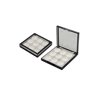 新款眼影调色板私人标签着色眼影盒塑料9色圆平底锅眼影包装矩形盒
