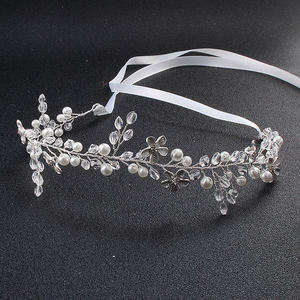 إكسسوارات شعر كورية رائعة من الكريستال، زينة شعر على شكل زهرة، إكسسوارات فستان زفاف ذهبية وردية، عصابة رأس للعروس مصنوعة يدويًا من اللؤلؤ - Product Image 5