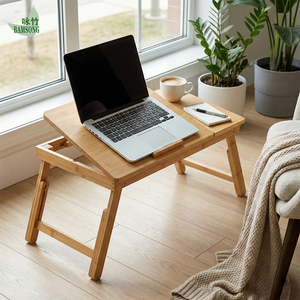 <span class=keywords><strong>Bureau</strong></span> d'ordinateur portable pliable en bambou, réglable, portable, plateau de lit, table d'appoint en bois, écologique pour lit, canapé, appartement, maison - Product Image 4