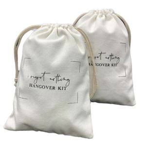 Sacs cadeaux en mousseline de coton recyclable avec cordon de serrage, imprimés sérigraphiés « Je ne regrette rien », kit anti-gueule de bois, enterrement de vie de jeune fille, mariage, bienvenue - Product Image 4