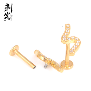 316L thép phẫu thuật nội bộ ren labret với CZ lát sóng hàng đầu - Product Image 2