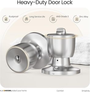 HOSOM Keyed Entry <strong>Door</strong> <strong>Knob</strong> Lock Key Exterior/Interior <strong>Doors</strong> Front <strong>Door</strong> Commercial Residential Use Bathroom Bedroom Satin Nickel - Product Image 5