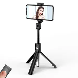 Lazada-mini soporte flexible para teléfono móvil, trípode 2 en 1 inalámbrico BT, de metal, palo de selfie