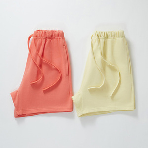 Shorts décontractés respirants à cordon de serrage 100 % coton à motif uni pour garçons, taille haute, style streetwear pour enfants - Product Image 4
