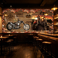 Papier peint mural grand format avec motifs 3D africains, moto, voiture, briques, pour chambre d'enfant, décoration rétro de restaurant