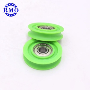 Poleas verdes de color personalizado 608ZZ rueda de rodamiento de rodillos Nylon PA6 PA66 poleas para puerta de armario rodillo 8*40*9,4mm - Product Image 3