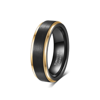 Cincin Baja Tungsten Mewah Ringan ShuoyeW 6mm Perak Hitam Emas Matte Brushed Diagonal 2-warna Cincin Jari Baja Tungsten 658