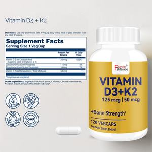 Etiqueta Personalizada, Vitamina D3 K2, 120 Cápsulas Vegetales para Adultos, Suplemento para el Cuidado de la Salud Ósea, Fabricante de Suplementos Dietéticos - Product Image 5