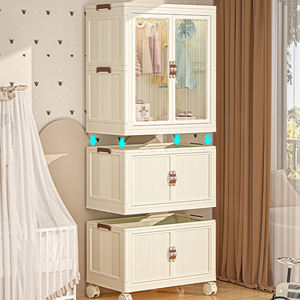 ארון בגדים מתקפל ארון בגדים מרובי שכבות הבית התחתון גלגל חלקלק ומלתחה - Product Image 5