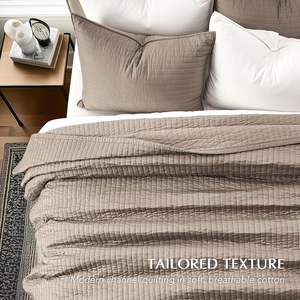 Ensemble de couette en satin de coton, taille Queen, couvre-lit en coton pré-lavé avec surpiqûres en chaîne, 3 pièces, ensembles de literie légers et doux - Product Image 4