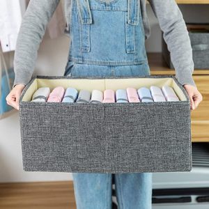 베스트 셀러 현대 접이식 리넨 캔버스 보관함 5kg 적재 용량 홈 옷장 회색 옷장 주최자 상자 - Product Image 3