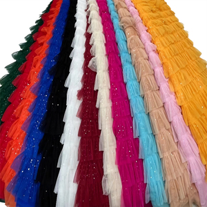 Nuova moda di alta qualità di lusso in pizzo <span class=keywords><strong>ricamato</strong></span> con paillettes e volant tessuto in <span class=keywords><strong>Tulle</strong></span> <span class=keywords><strong>per</strong></span> matrimonio abito da sposa - Product Image 1