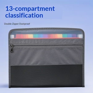 Porte-documents extensible à fermeture éclair imperméable et résistant aux déchirures à 13 poches, organiseur de documents A4 avec étiquettes colorées pour le bureau, l'école et la maison - Product Image 5