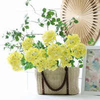 Bunga Hydrangea Plastik Lunak Cetak 3D dengan Lapisan Berbasis Lem; Hydrangea Beri Berkepala Dua, Tanaman Hijau Buatan