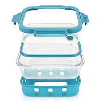 Récipients de stockage des aliments en verre pour la préparation des repas au four à micro-ondes Couvercles hermétiques Boîte à lunch
