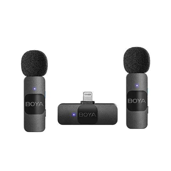 BOYA BY-V2 Lavalier Microphone Ultracompact 2.4GHz Wireless Microphone System Compatible with iOS devices