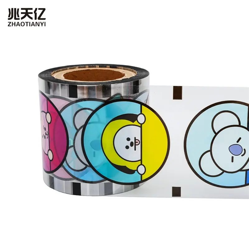 Custom Printed Plastic Milk Tea Boba Sealing Peelable Sealable Cup Lidding Film For Food Packaging
