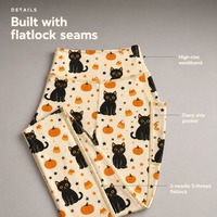 Leggings taille haute pour femmes à imprimé Halloween avec poches latérales, pantalon de sport et de yoga en soie de lait, motifs chat et citrouille, collection automne, vente en gros personnalisée