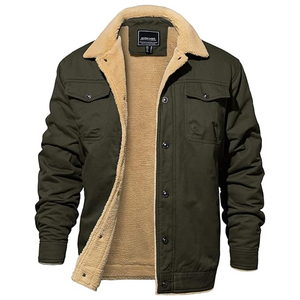 Cotton Warm <b>Fleece</b> Lined Coat Men's Winter <b>Jacket</b> <b>Thick</b> Thermal Warm <b>Fleece</b> Lined Coat Trucker Work Cargo <b>Jackets</b> for Men - Product Image 4