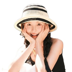 Sombrero de Pescador de Ganchillo <span class=keywords><strong>a</strong></span> Rayas de Moda 2026 para Mujer, Sombrero de Paja Transpirable para Playa, Protección Solar para Viajes al Aire Libre - Product Image 2