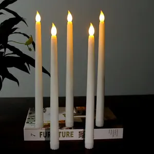 Velas sin llama con forma de soja de mecha 3D de 21cm, luz de té, llama en movimiento, parpadeo, Control remoto, batería, cera, vela Led