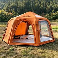 Carpa Inflable Octogonal Naranja de Tres Capas para las Cuatro Estaciones con un Espacio Amplio y Equipada con Múltiples Ventanas Panorámicas