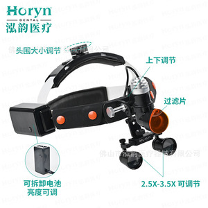 แว่นขยายแบบคาดศีรษะสำหรับทันตกรรม Horyndent กำลังขยาย 2.5 เท่า พร้อมไฟสำหรับการผ่าตัดช่องปาก - Product Image 2
