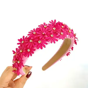女の子のためのカラフルな小さな花のヘッドバンドラインストーンヘアアクセサリー