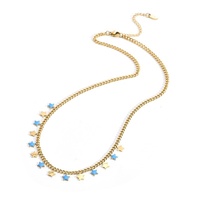 Chaînes en acier titane de luxe léger pour femmes, couleur or 18 carats, inaltérable, avec étoile bleue à cinq branches, style sportif et personnalisé