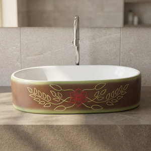 Table rectangulaire lavabo lavabo moderne Cupc dessus de table en céramique dorée lavabo de salle de bain lavabo - Product Image 1