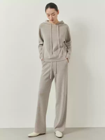Pull à capuche en cachemire 100% pour femmes, cardigan ample et pantalon décontracté assorti