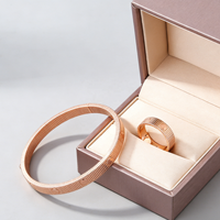 Nouveauté 2026 – Ensemble bracelet et bague de luxe en acier inoxydable plaqué or 18 carats, style punk, couleur argent et or rose