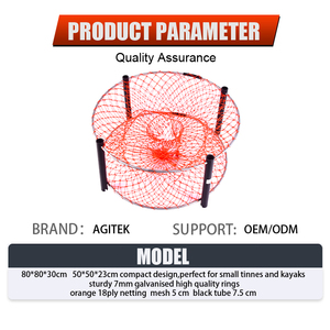 Piège à crabes pliable en tissu nylon pour la pêche à la truite, au poisson-chat, au saumon, à la <span class=keywords><strong>carpe</strong></span> et au bar en lac - Outil de pêche durable et écologique, cage à crabes - Product Image 4