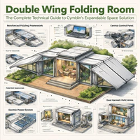 Maison conteneur extensible 20 pieds 40 pieds avec double aile pliable, structure renforcée, pour 3 chambres et 1 salle de bain