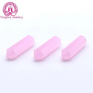 Yingma Jewelry Customized Special Shape 9x37 mm Pink Color Bullet Glass Gemstone For Jewelry