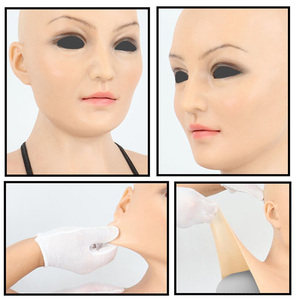 Masque en silicone réaliste avec formes de poitrine pour travestis, cosplay homme-femme, faux seins pour Halloween avec masque de tête - Product Image 4