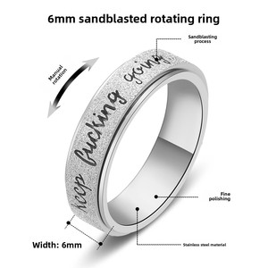 Cadeaux SJ pour Lui et Elle : Bague Anti-Stress Motivationnelle en Acier Inoxydable Sablé – Bijou d'Encouragement - Product Image 3