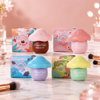 Baume à lèvres hydratant teinté rose saveur cerise pour femme avec motif champignon mignon, taille standard