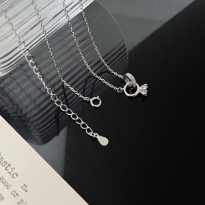 S925 Sterling Silver Double <b>Ring</b> <b>Necklace</b> Geometric Design Claw Setting Everyday Wear Clavicle Chain - Product Image 3