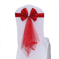 Ruban élastique en satin avec nœud pour chaise, décoration de dossier de chaise pour mariage, banquet, hôtel, fête
