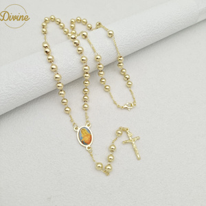 Collar de Rosario Tricolor de San Judas y la Virgen María, 6mm de Ancho y 60cm de Largo, Joyería de la Serie Recuerdo, Gran Venta - Product Image 1