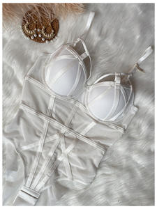 Le Nouveau Ensemble Lingerie <span class=keywords><strong>Sexy</strong></span> en Dentelle : Soutien-gorge et Collants Micro-tonifiant, Combinaison Sculptante Française Ajustée - Product Image 6