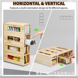 Boîte de rangement transfrontalière en bois pour sachets de thé, organiseur de bureau à quatre niveaux pour fournitures et stylos, boîte à accès facile - Product Image 2