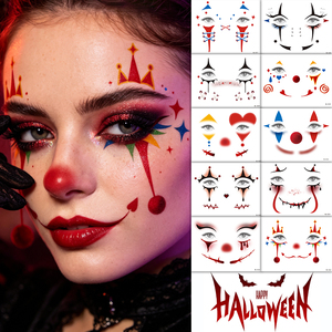 Tatuajes Temporales Personalizados OEM No Tóxicos, Pegatinas de Tatuajes de Payaso Terrorífico de Halloween, Sonrisa Ensangrentada Cosida, para Venta al Por Mayor y Cosplay - Product Image 6