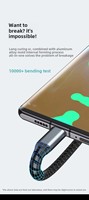 100w 3-en-1 LED affichage câble de charge rapide Usb Type C Micro chargeur câble tressé affichage puissance pour téléphone Android Samsung