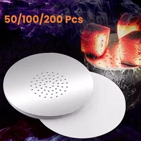 Rouleau de papier aluminium pour chicha, rond/carré, qualité alimentaire, isolation thermique, perforé pour fumer, 50 pièces/paquet