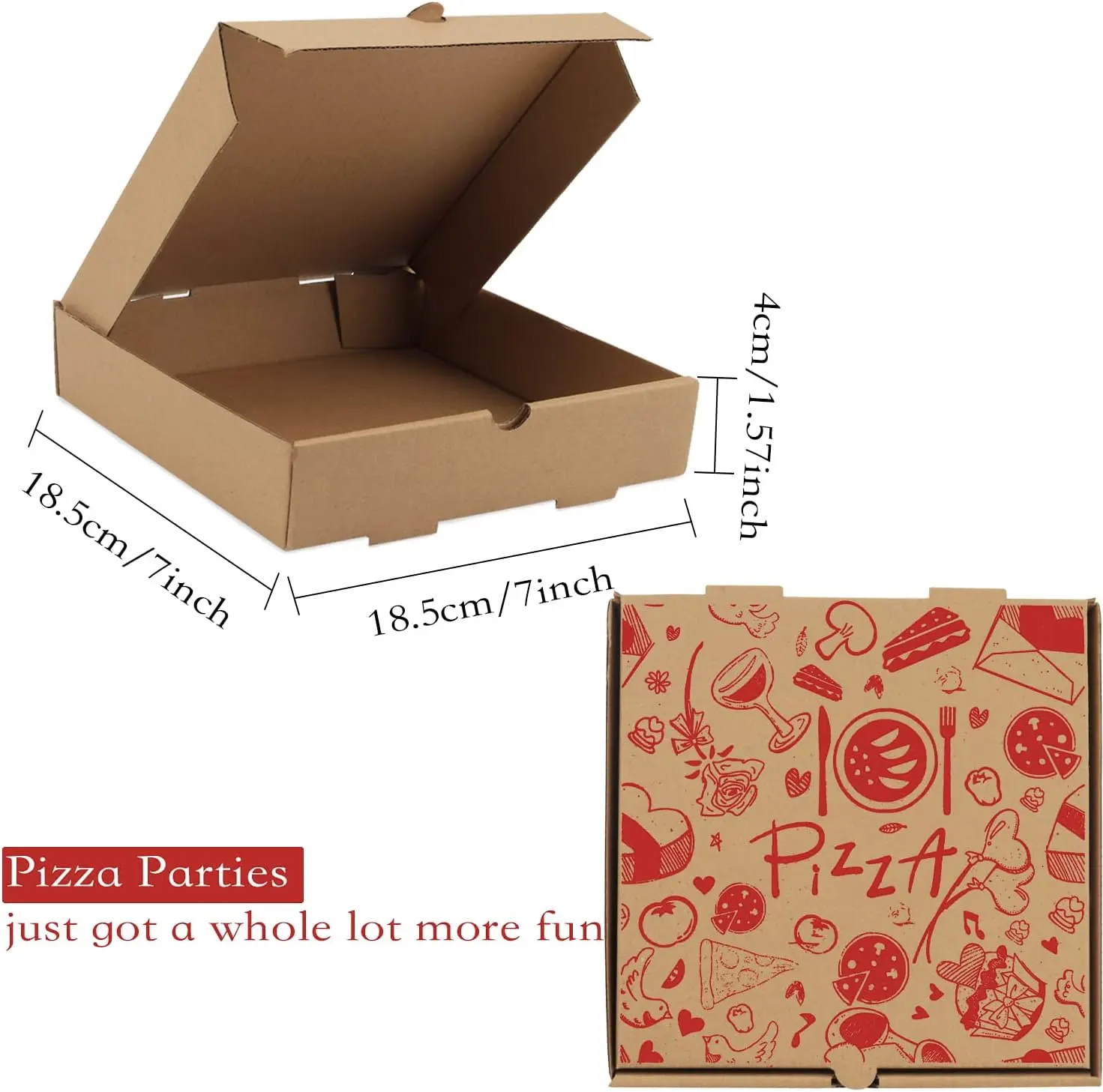 Emballage de boîte à pizza avec logo personnalisé Emballage en carton pour aliments Boîtes à pizza en papier brun ondulé