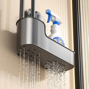 Support mural pour brosse WC à ventouse, sans perçage, rectangulaire, antimicrobien, ensemble de nettoyage pour salle de bain - Product Image 4